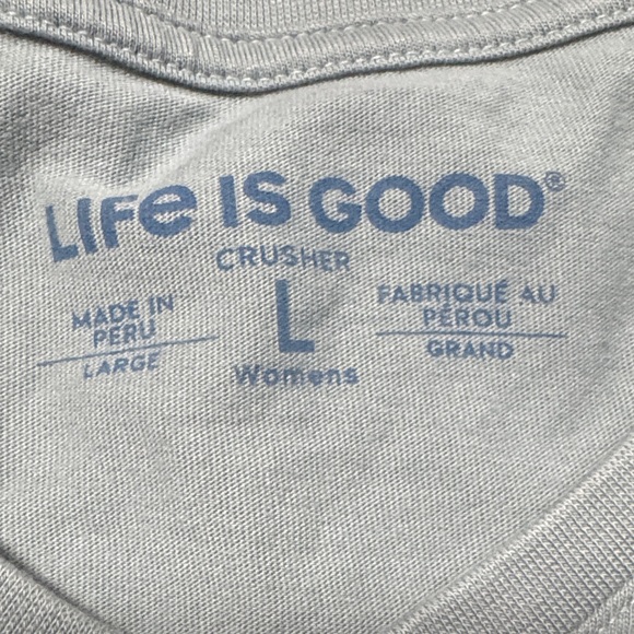 Life Is Good Kids Shirt in Light Blue with Yellow Cat Graphic - Picture 6 of 6